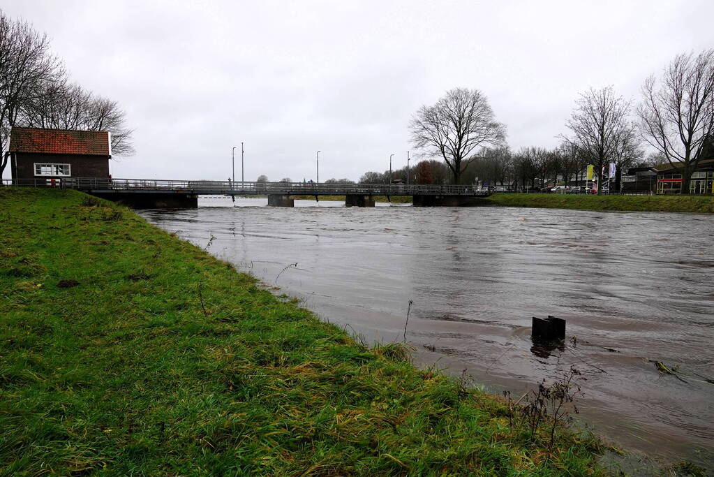 Hoogwater zet uiterwaarden van de Vecht onder water