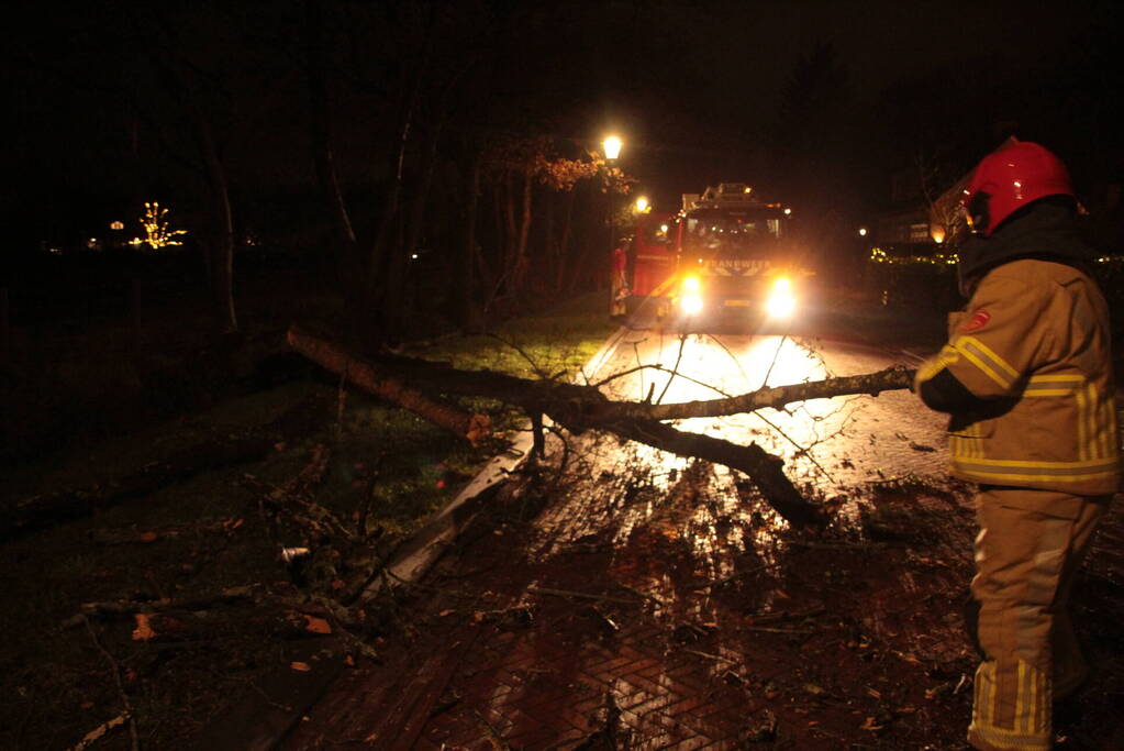 Boom valt op weg door harde wind