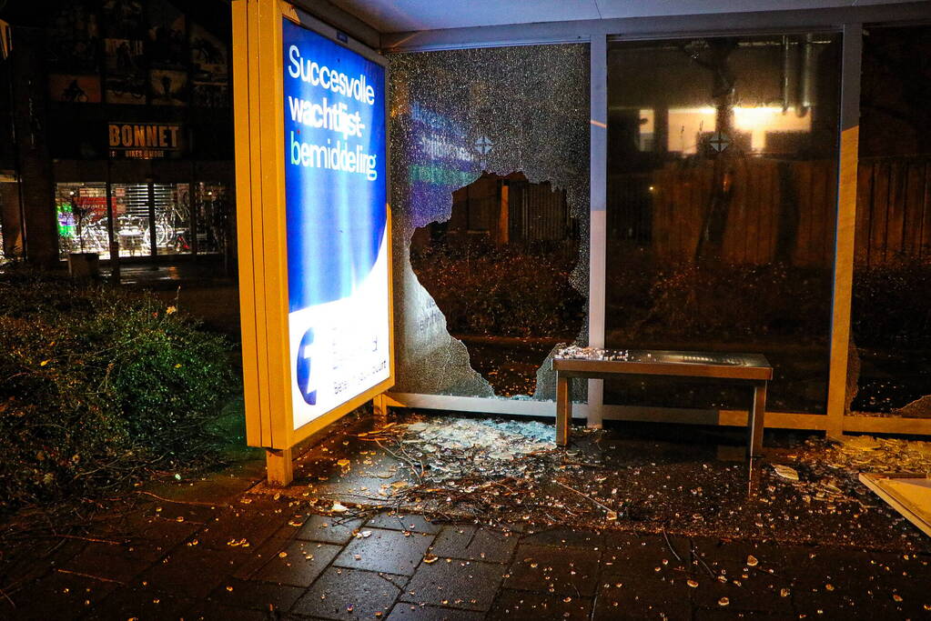 Bushokjes vernield door vuurwerk