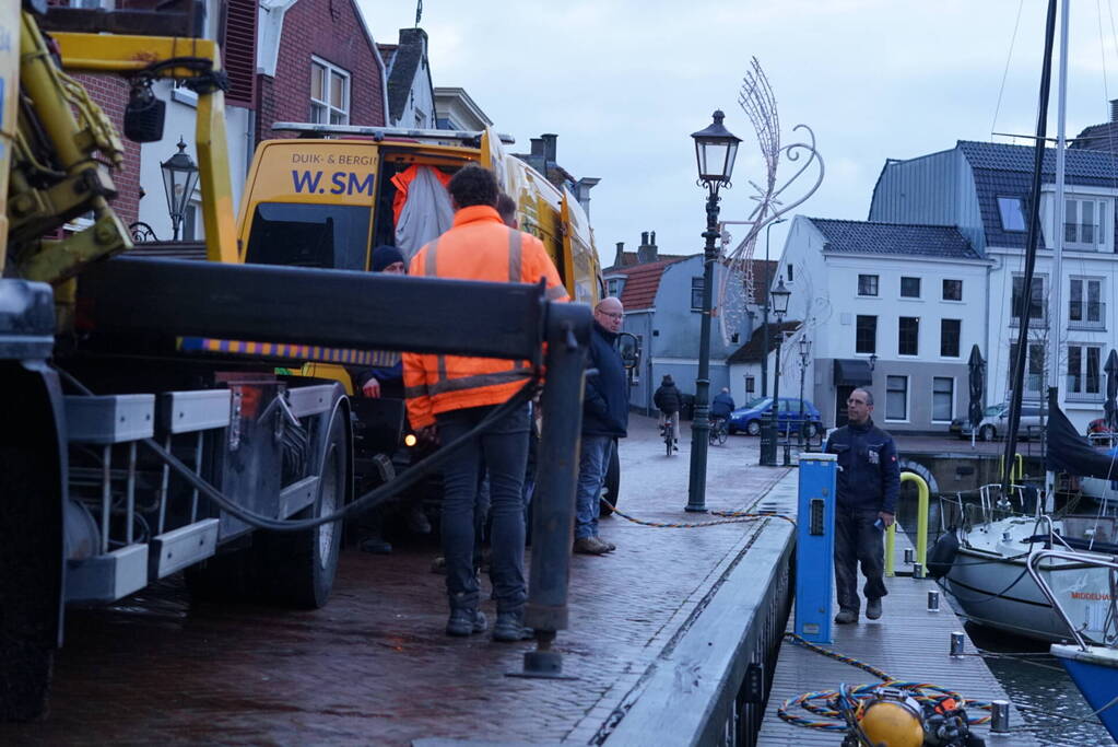 Auto door vergeten handrem te water geraakt