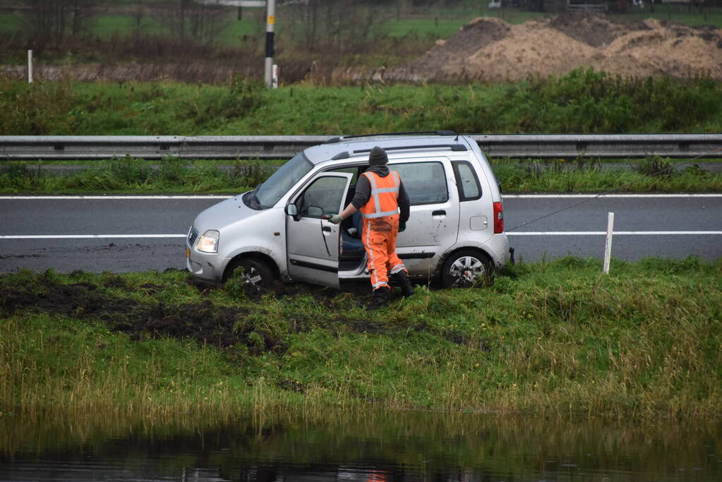 Weer vliegt een auto uit de bocht op afrit