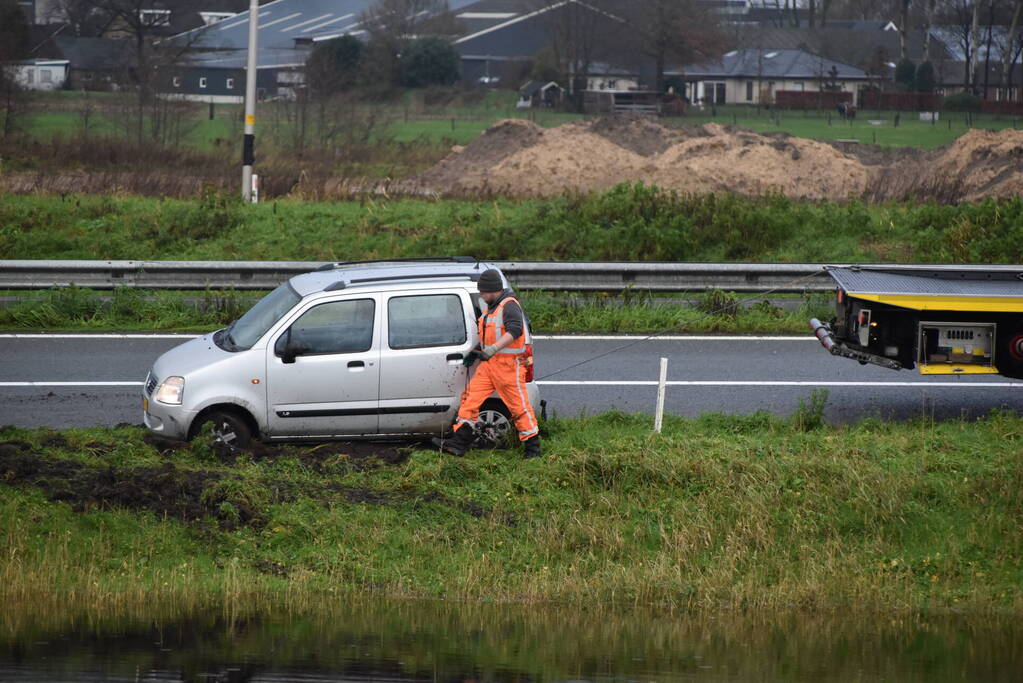 Weer vliegt een auto uit de bocht op afrit