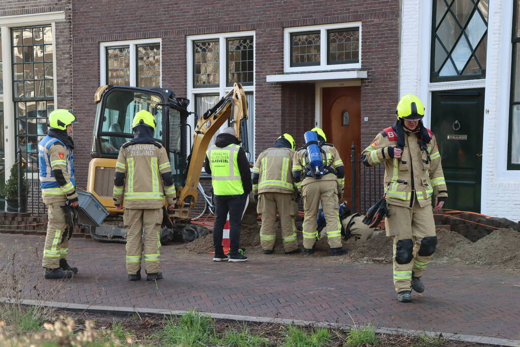 Gasleiding geraakt tijdens aanleg van glasvezelkabel