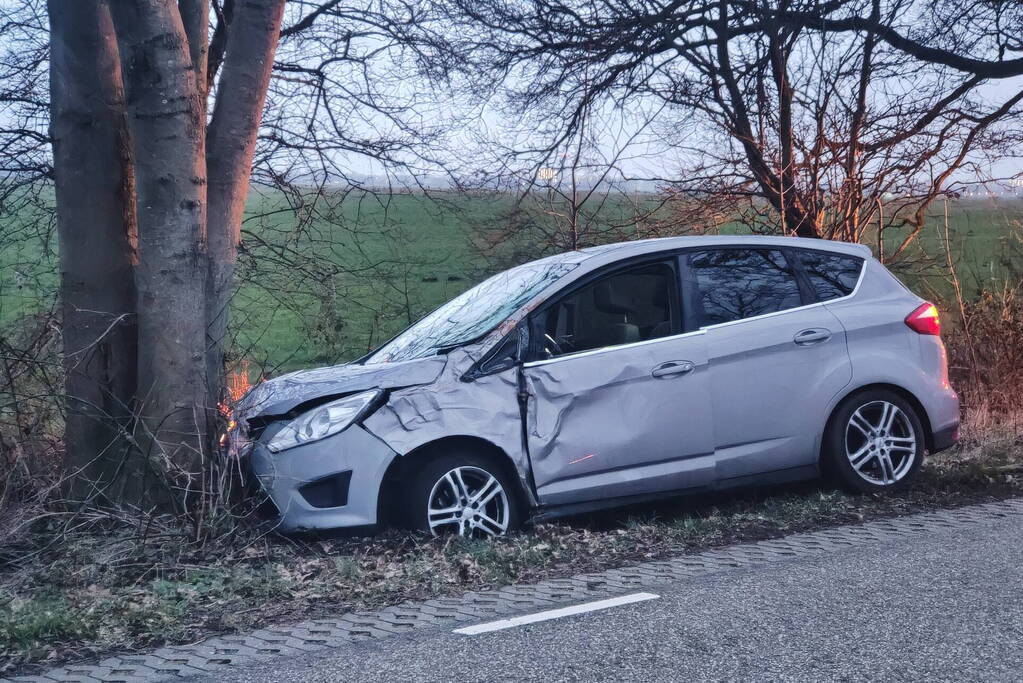 Automobilist gewond bij botsing met boom