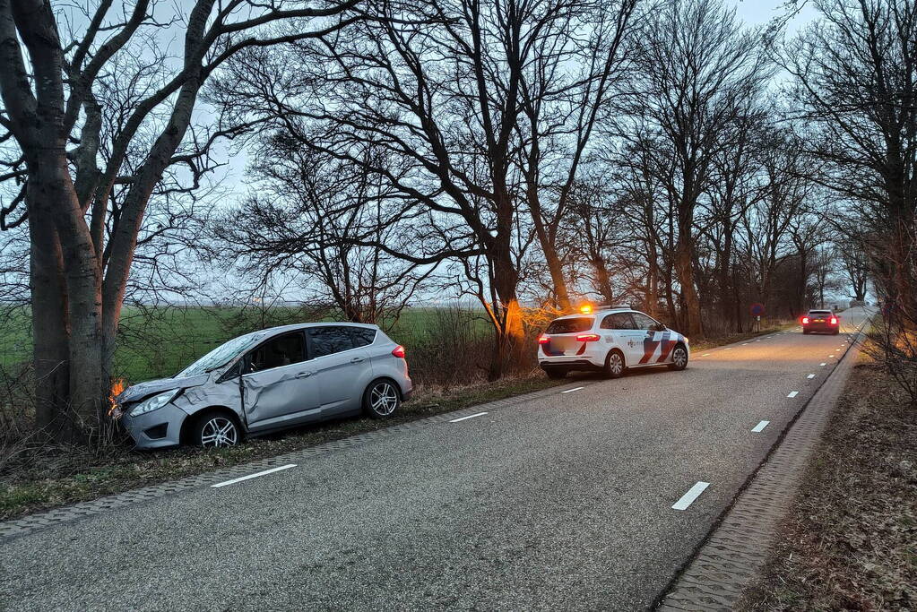 Automobilist gewond bij botsing met boom