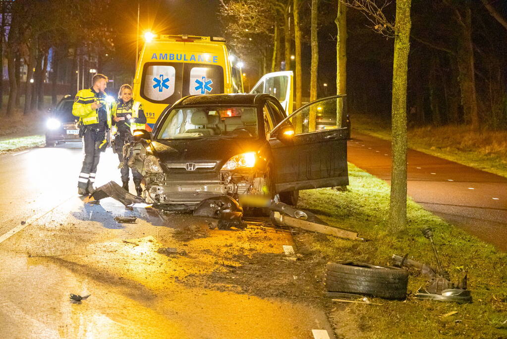 Bestuurder onder invloed botst op boom