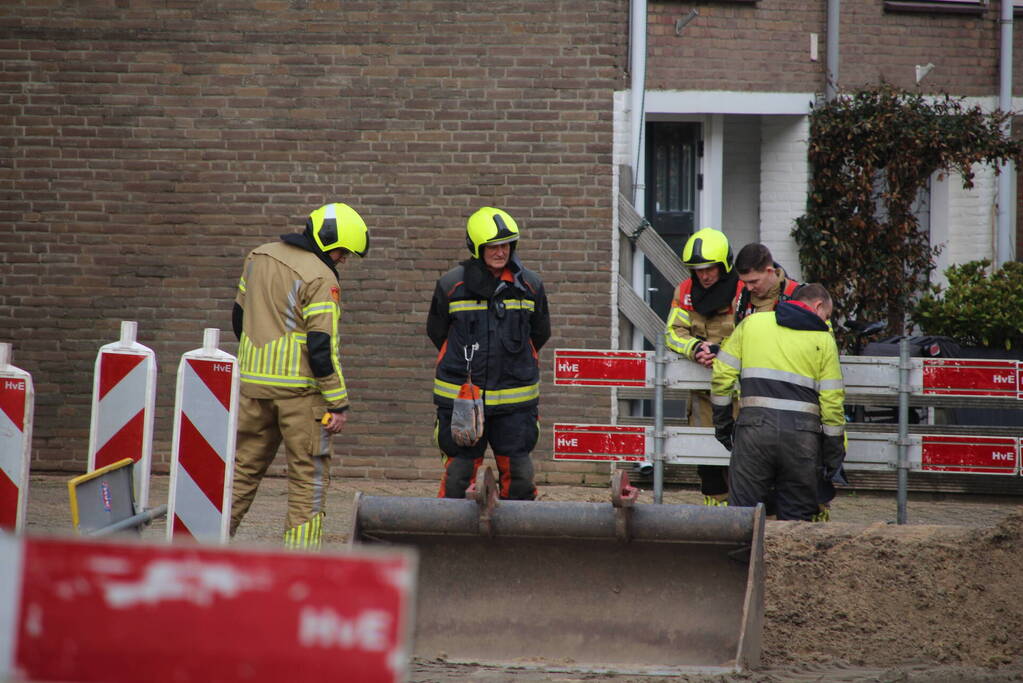 Gasleiding geraakt tijdens graafwerkzaamheden