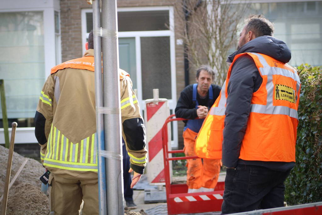 Gasleiding geraakt tijdens werkzaamheden