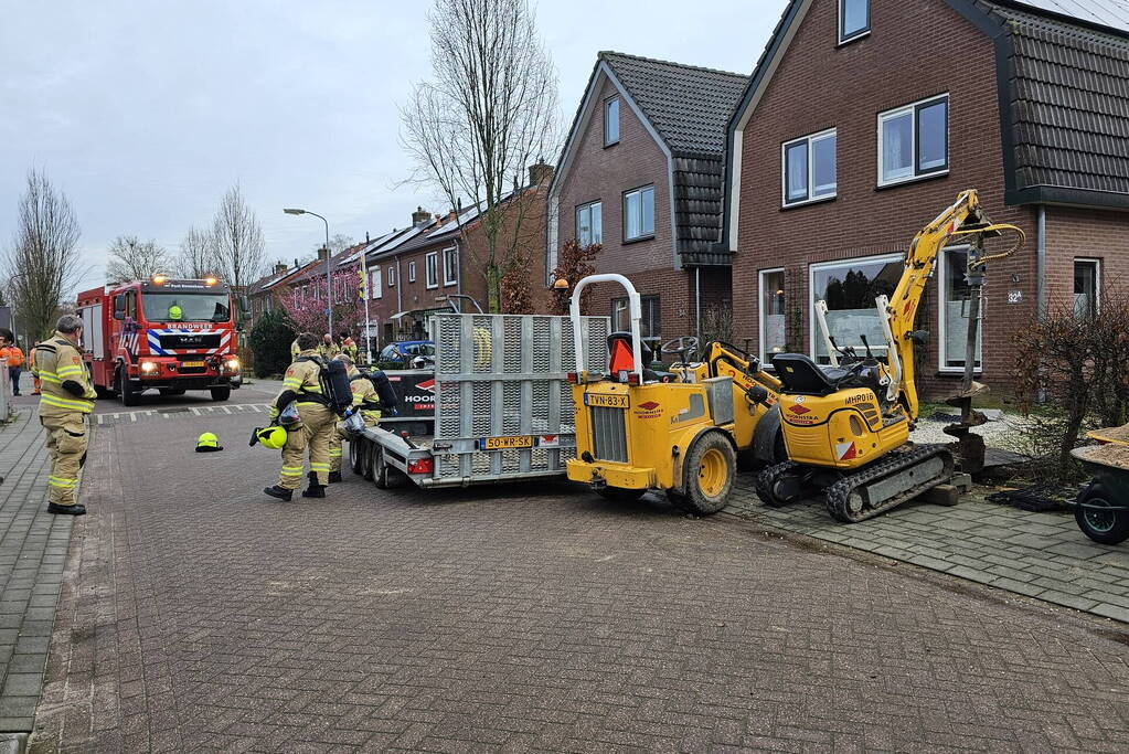 Gasleiding geraakt tijdens werkzaamheden