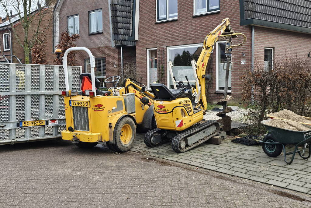 Gasleiding geraakt tijdens werkzaamheden