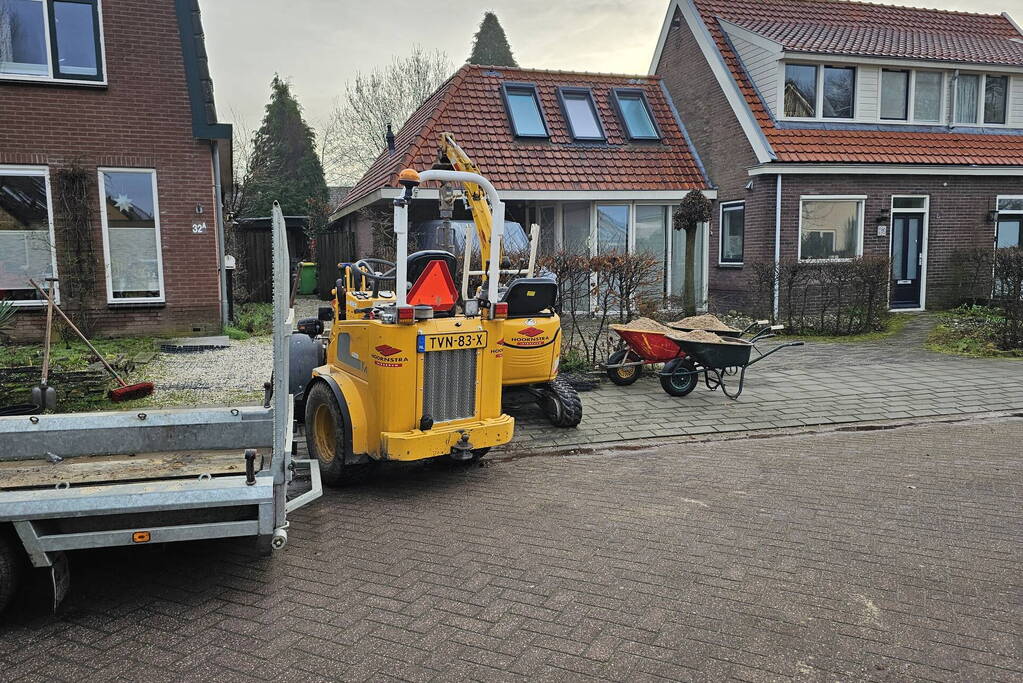 Gasleiding geraakt tijdens werkzaamheden