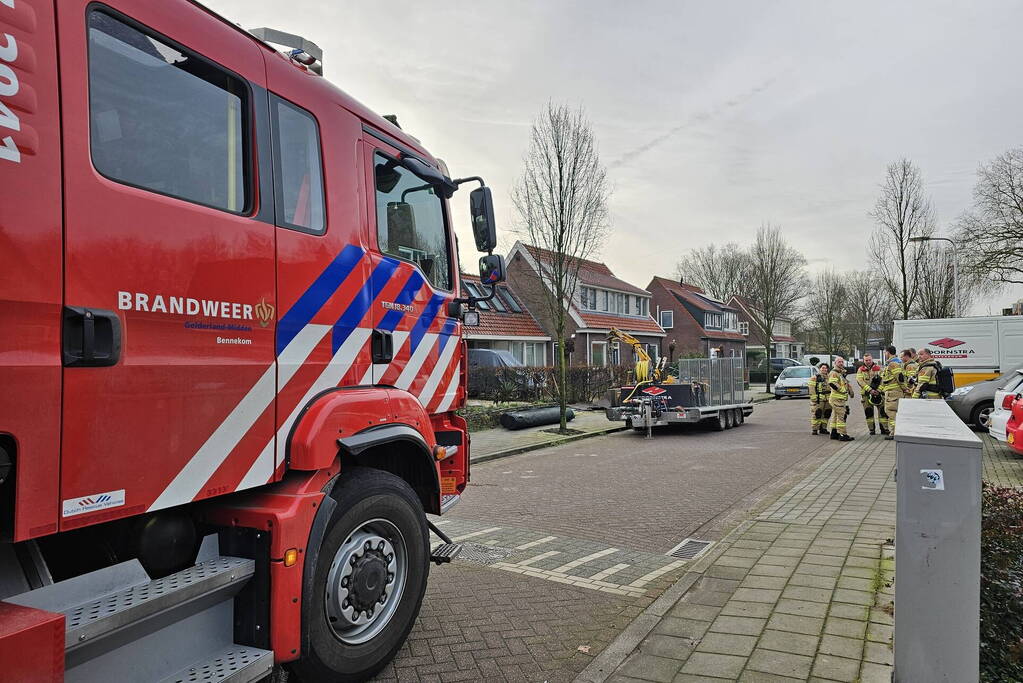 Gasleiding geraakt tijdens werkzaamheden