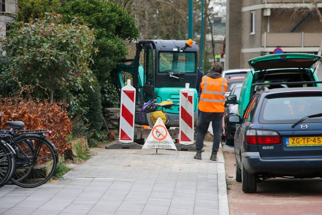 Gasleiding geraakt bij werkzaamheden