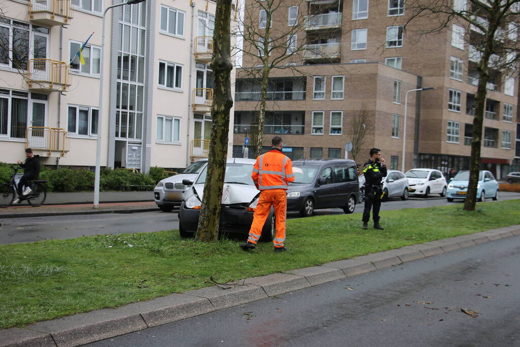 Automobilist klapt op boom