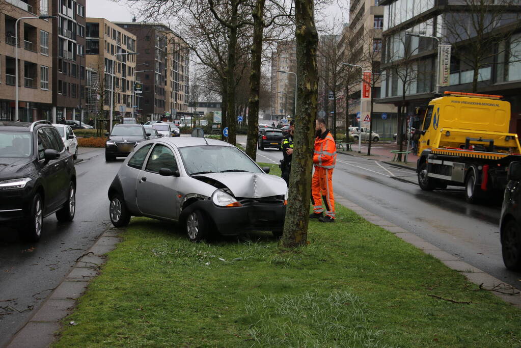 Automobilist klapt op boom