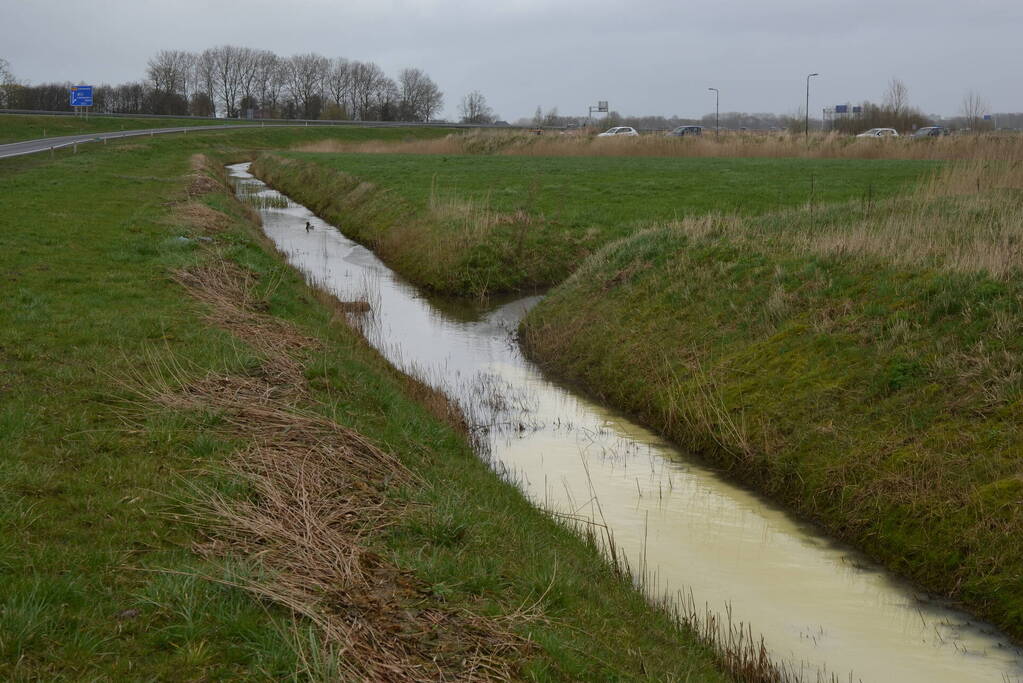 Vrachtwagen met melk kantelt