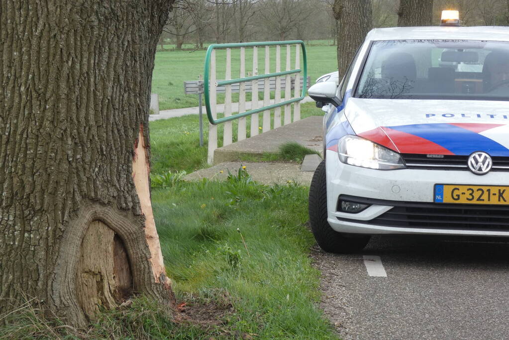Inzittenden bestelbus gewond bij botsing tegen boom