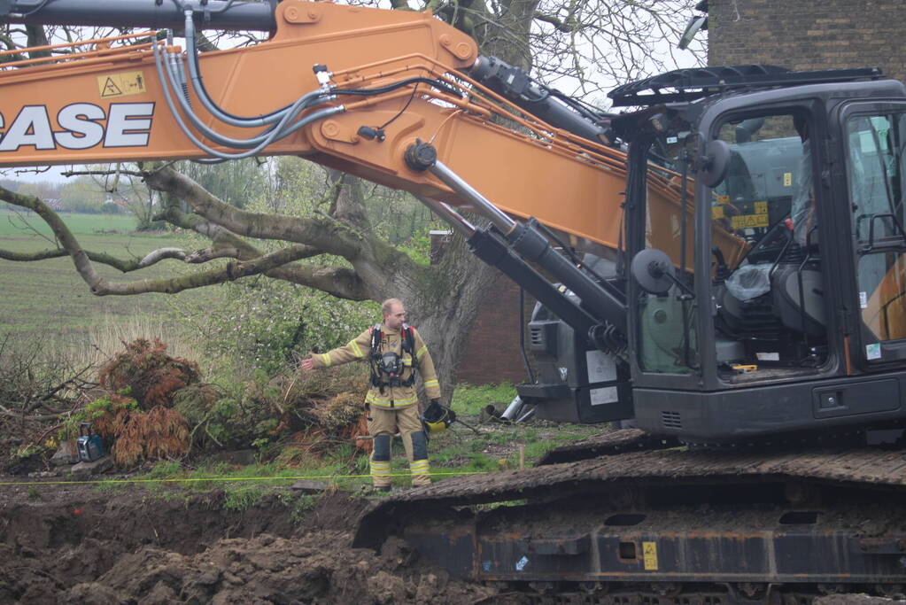 Gasleiding geraakt tijdens graafwerkzaamheden