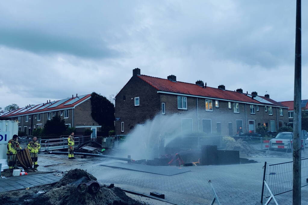 Fontein door gesprongen waterleiding