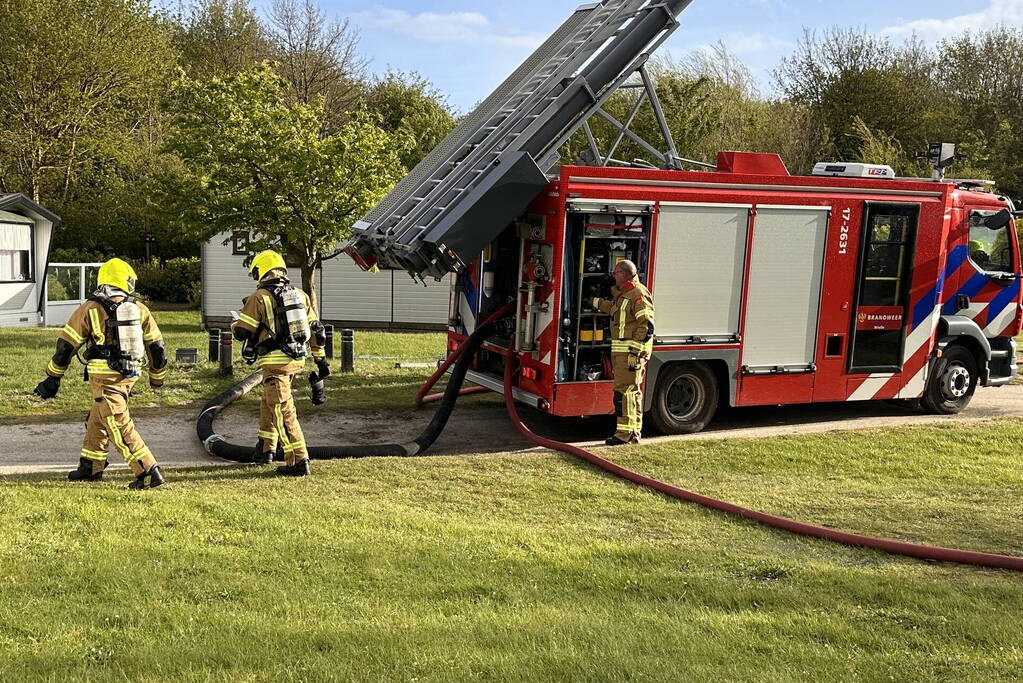 Brand in bergingen op camping