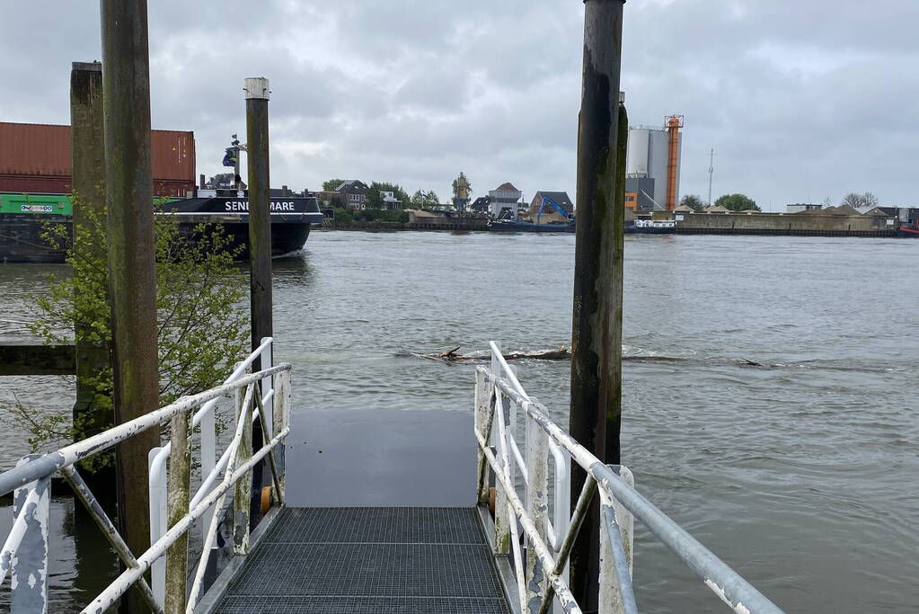 Brandweerboot sleept boom uit rivier
