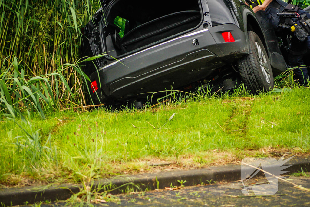 Auto eindigt in het riet