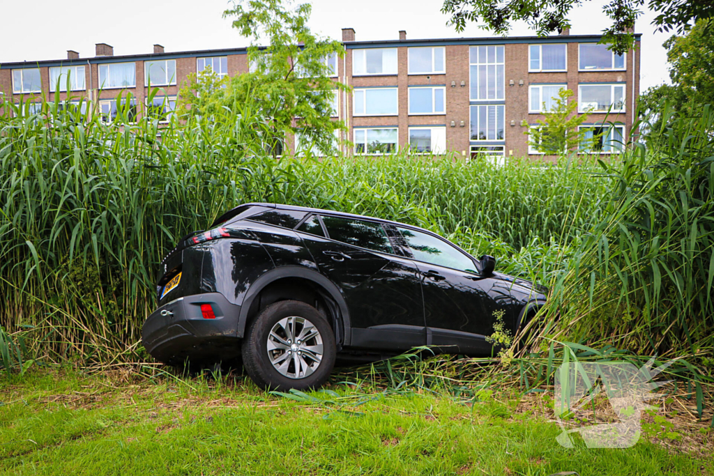 Auto eindigt in het riet