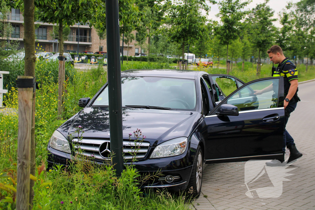 Politie tikt autoruit in nadat onwel geworden persoon tegen lantaarnpaal botst