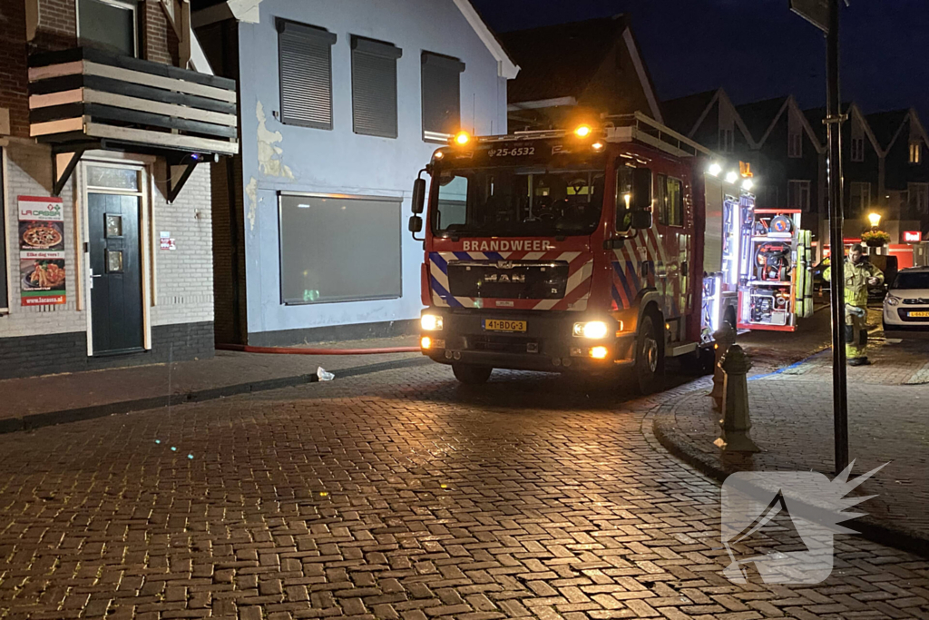 Middelbrand in pizzeria