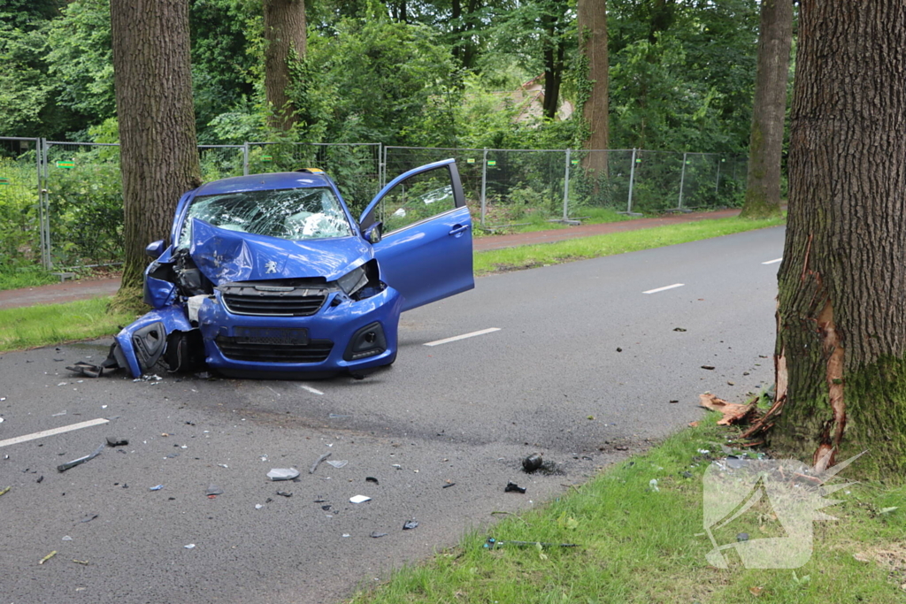 Automobilist botst frontaal op boom