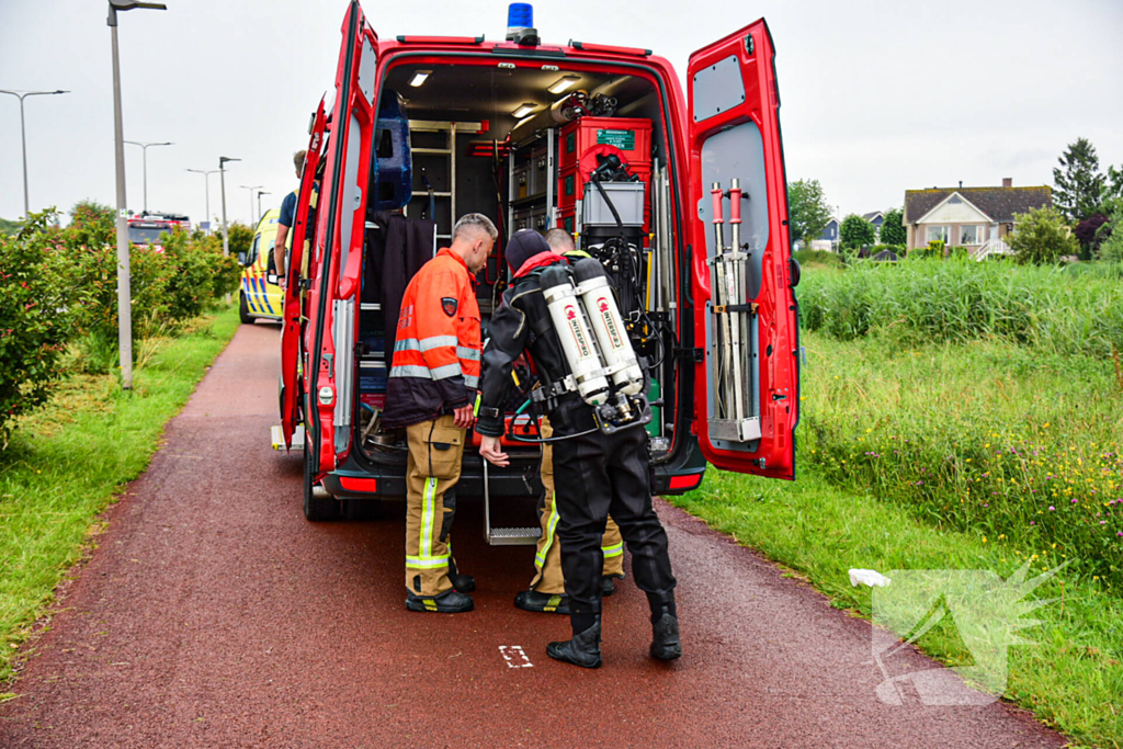 Duikers aanwezig voor kinderfiets naast sloot