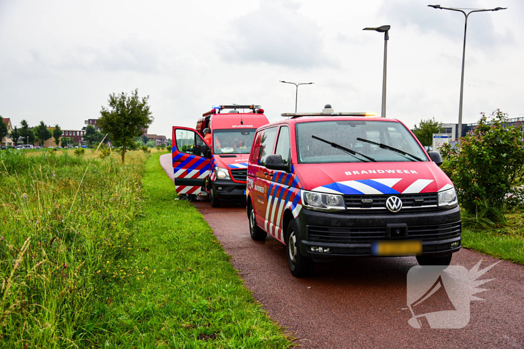 Duikers aanwezig voor kinderfiets naast sloot