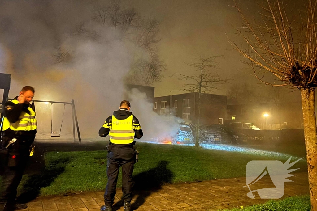 Geparkeerde personenauto vliegt in brand