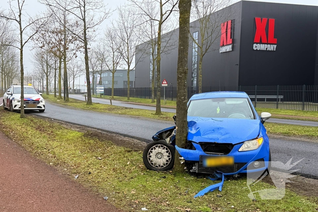 Auto knalt tegen boom in bocht