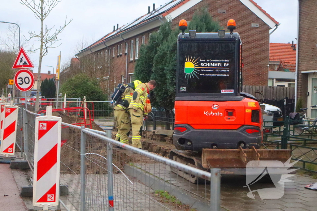 Gasleiding geraakt tijdens graafwerkzaamheden