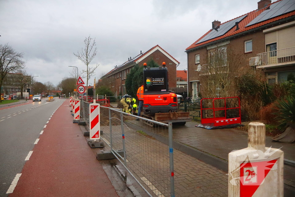 Gasleiding geraakt tijdens graafwerkzaamheden