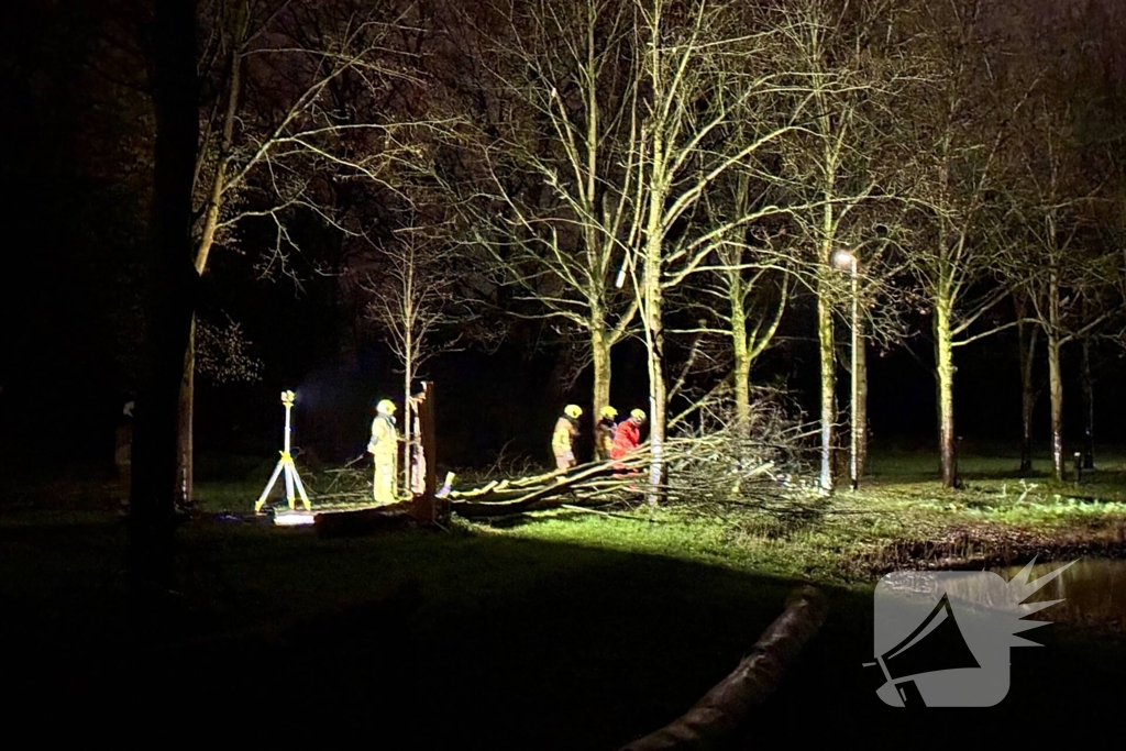 Boom valt over fietspad