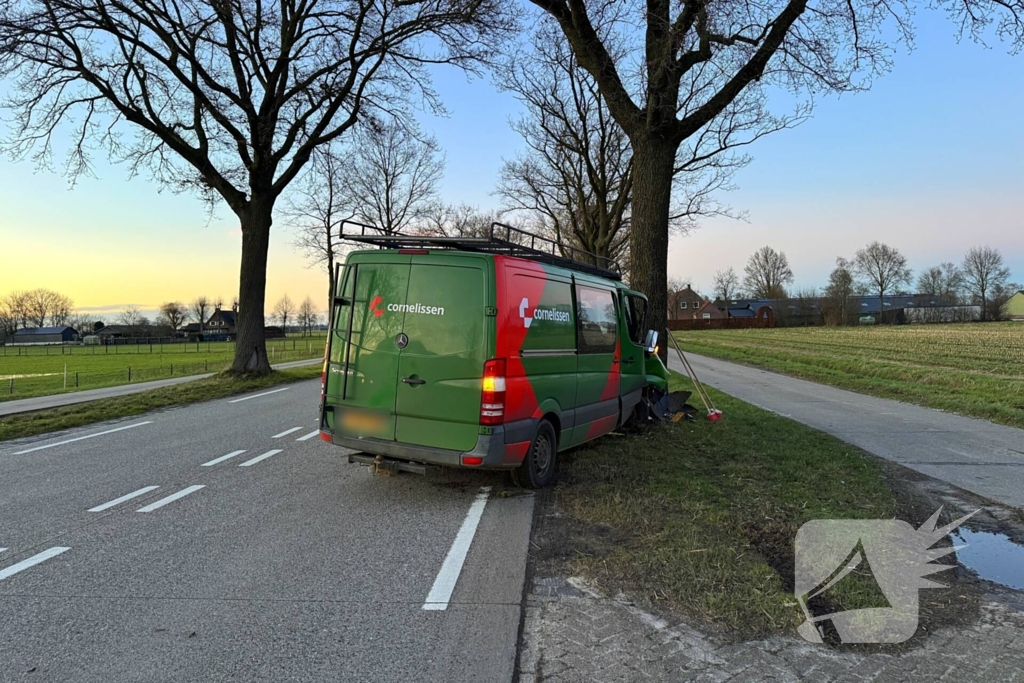 Bestelbus botst op boom naar uitwijkmanoeuvre