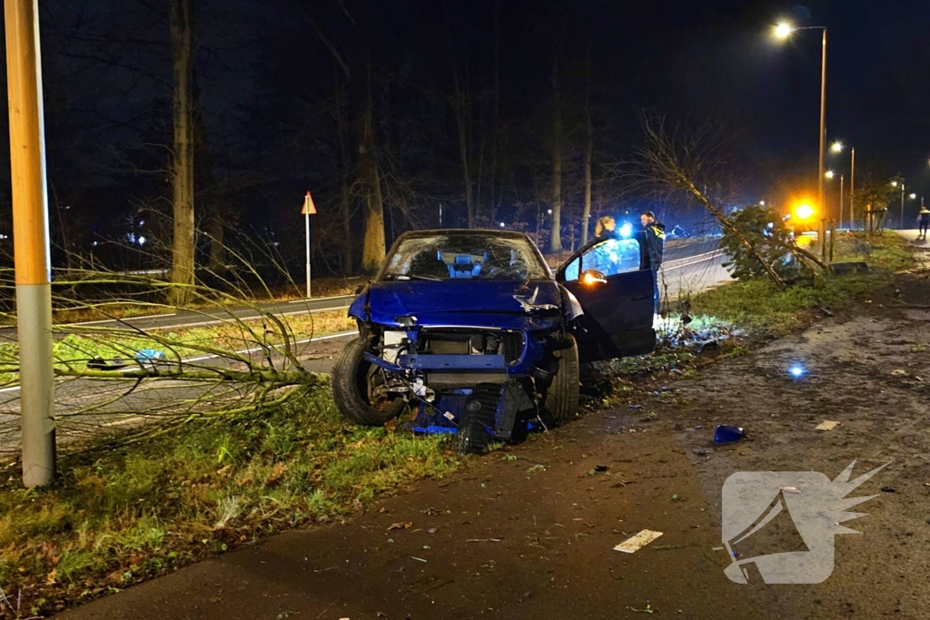 Jaguar i-pace rijdt meer bomen omver, bestuurder aangehouden