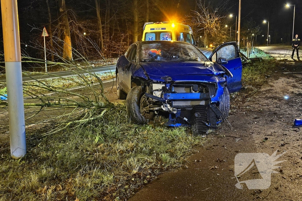 Jaguar i-pace rijdt meer bomen omver, bestuurder aangehouden