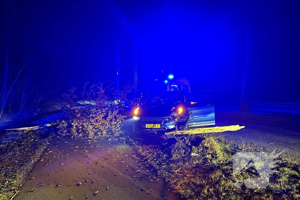 Automobilist eindigt tegen boom
