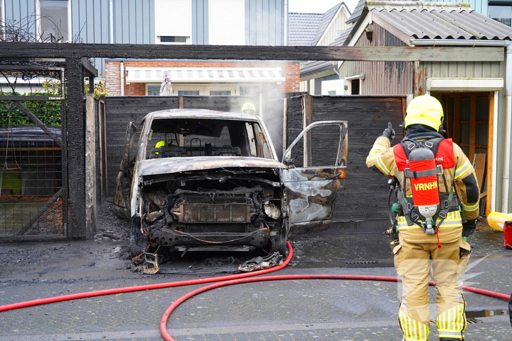 Veel schade door brand in bestelbus