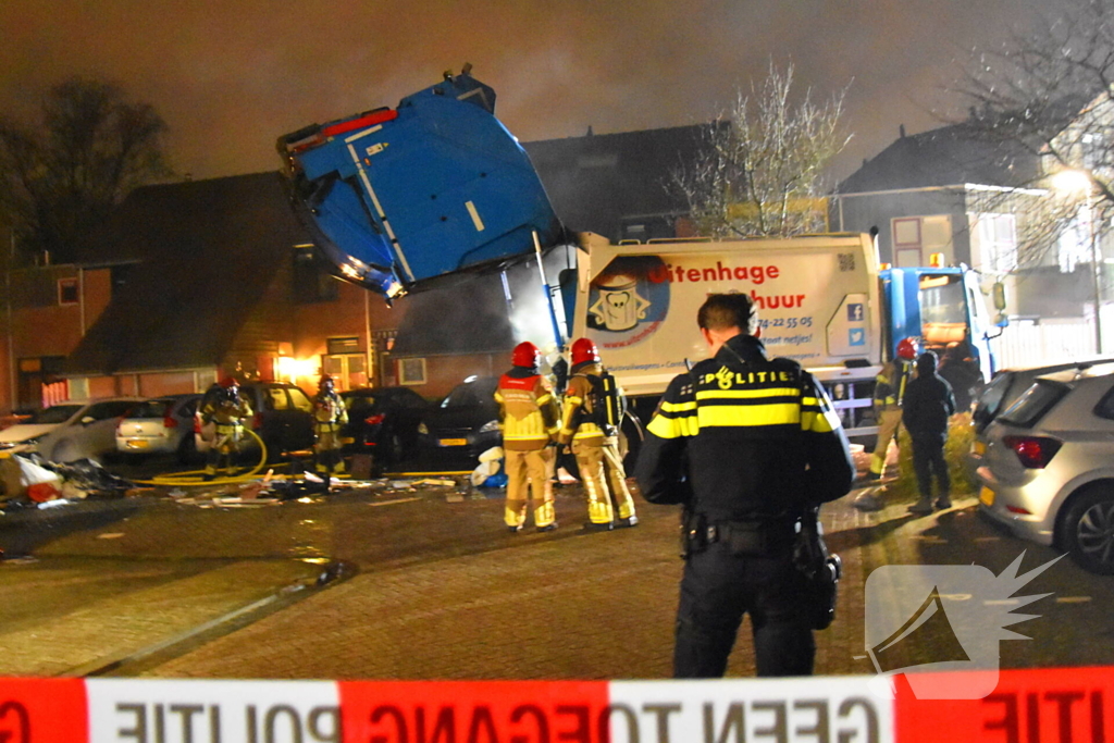 Brand in vuilniswagen