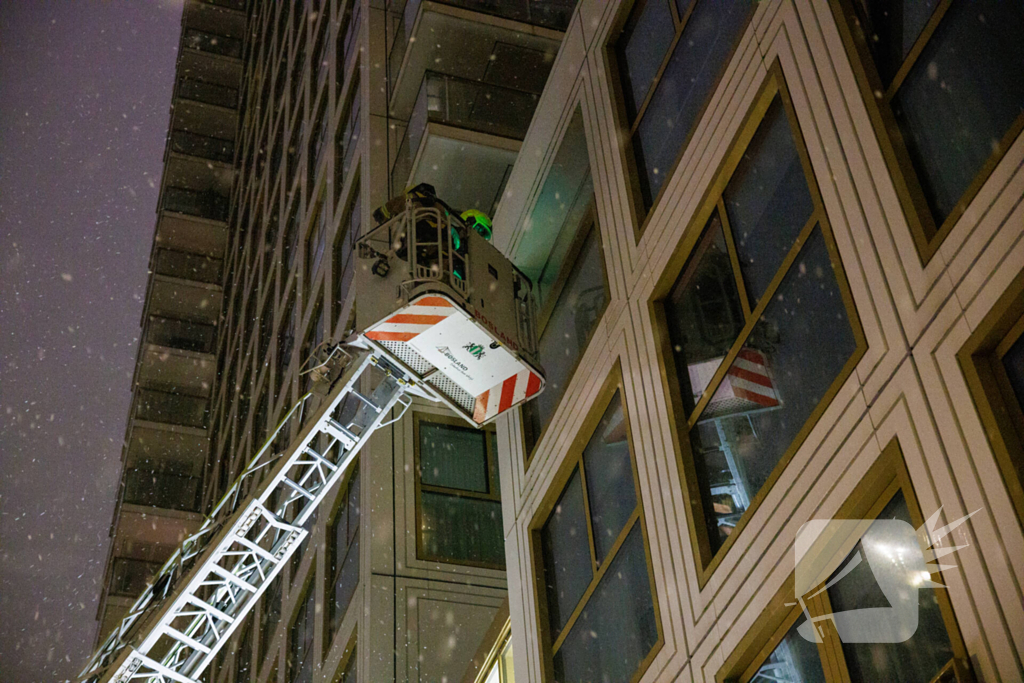 Meeuw komt vast te zitten op balkon