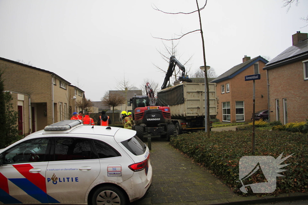 Gasleiding geraakt bij werkzaamheden
