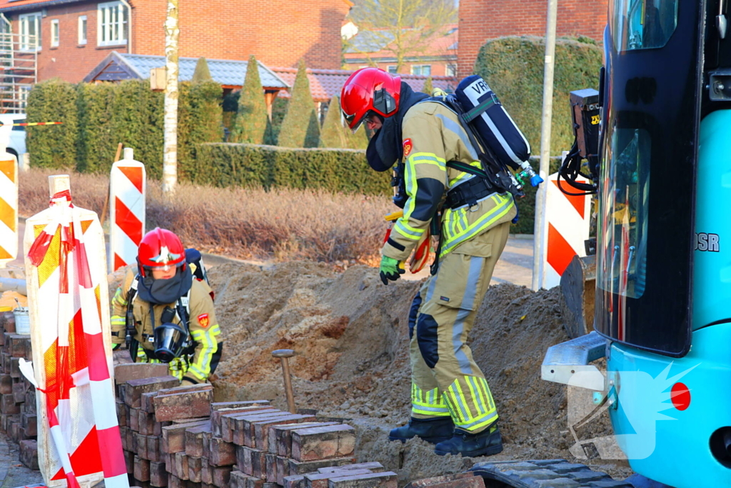 Gasleiding geraakt bij rioleringswerkzaamheden
