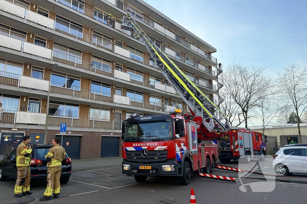 Brand in keuken van flatwoning op vijfde etage