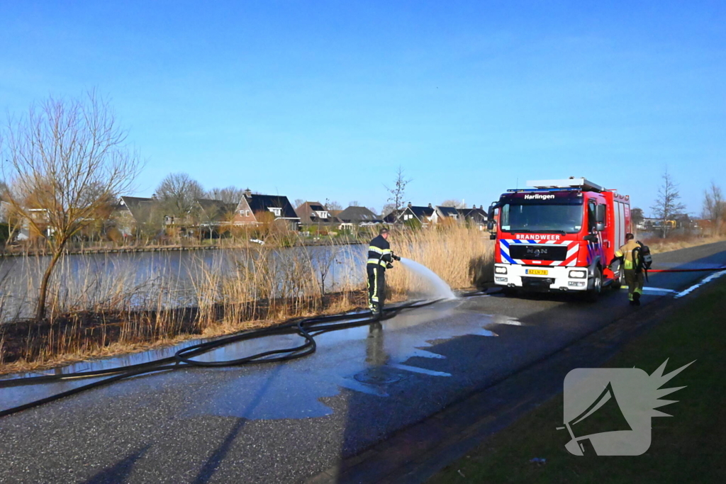 Flinke oppervlakte riet verbrand