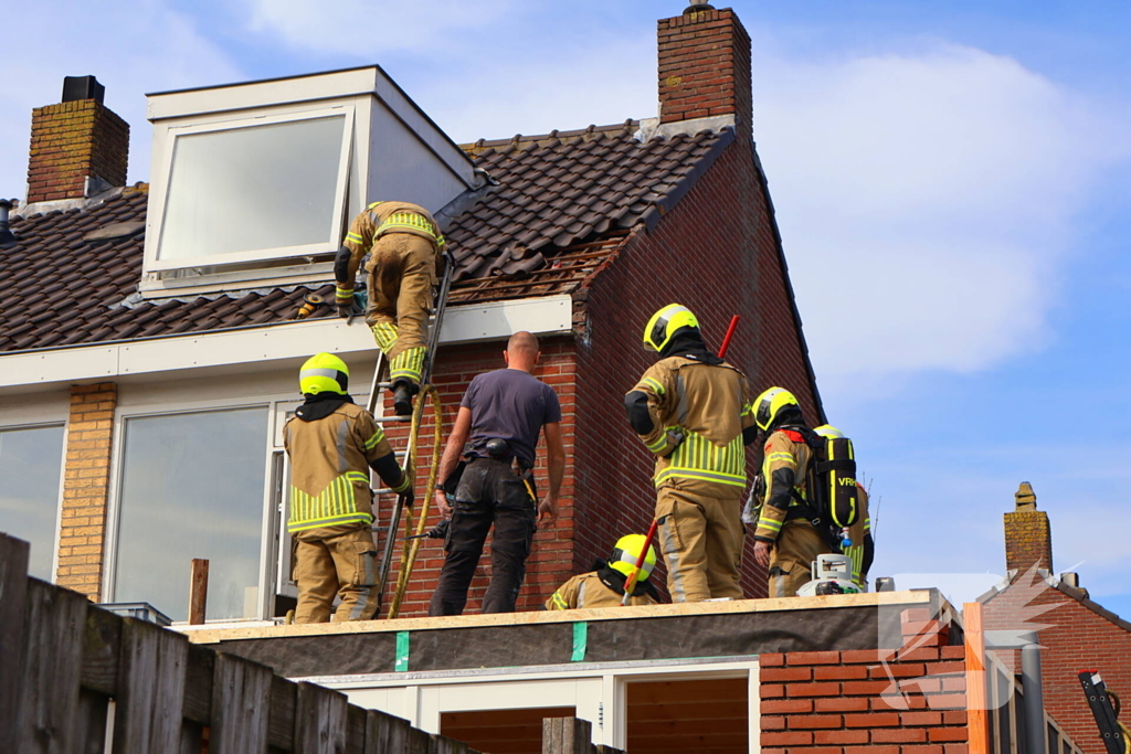 Brandweer ingezet voor brand in spouwmuur