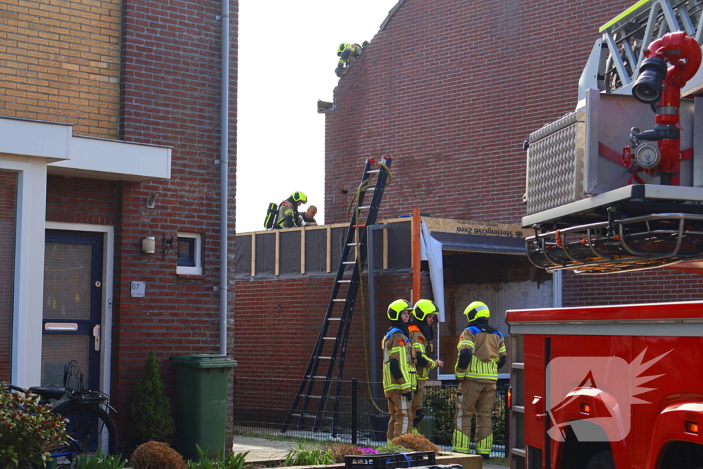 Brandweer ingezet voor brand in spouwmuur